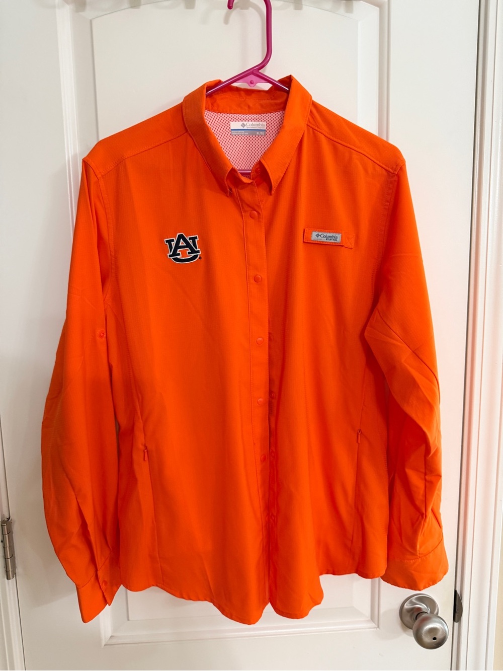 Columbia Orange Long-Sleeve Button-Front Performance Blouse